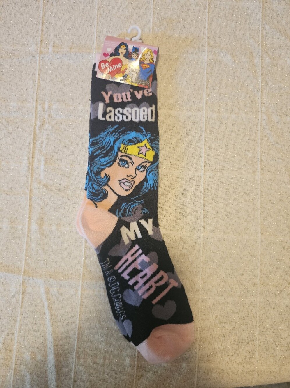 Wonder Woman "You've Lassoed My Heart" Crew Socks NWT | DC Comics